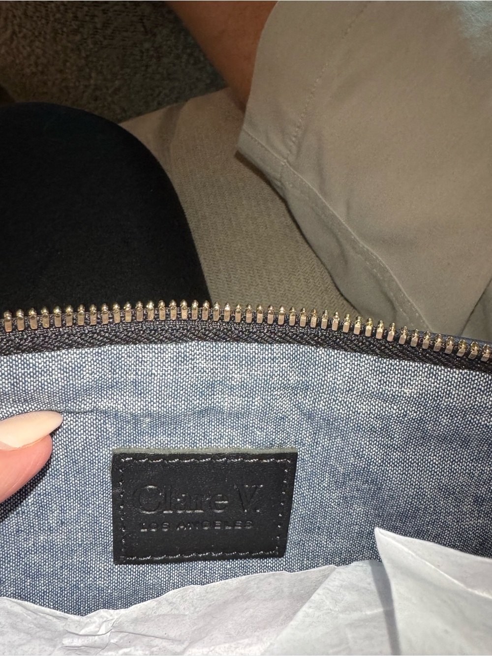 CLARE V : FLAT CLUTCH W/ TABS : BRIGHT NAVY PUFFY WOVEN NWOT - Picture 8 of 9